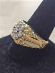 Gent's Diamond Cluster Ring 7 Diamonds 1.05 Carat T.W. 14K Yellow Gold 11.7g